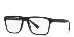 Emporio Armani Rectangle Eyeglasses in Rubber Black – Product Photo 2