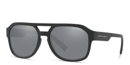 Shop Armani Exchange Rectangle Sunglasses in Black online.