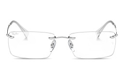 Shop Ray-Ban Optics Unisex Rimless Square Eyeglasses in Silver online.