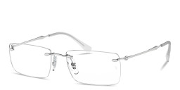Shop Ray-Ban Optics Unisex Rimless Square Eyeglasses in Silver online.
