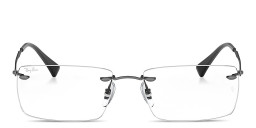 Shop Ray-Ban Optics Unisex Rimless Square Eyeglasses in Gunmetal online.