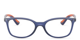 Ray-Ban Junior Ferrari Kids Rectangle Eyeglasses in Transparent Blue – Product Photo 1