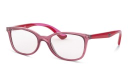 Ray-Ban Junior Ferrari Kids Rectangle Eyeglasses in Transparent Red – Product Photo 2