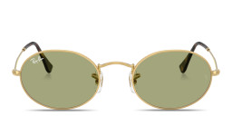 Ray-Ban Oval Metal Unisex Sunglasses in Gold/Bottle Green – Product Photo 3