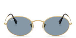 Ray-Ban Oval Metal Unisex Sunglasses in Gold/Blue – Product Photo 2