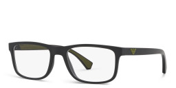 Emporio Armani Rectangle Eyeglasses in Matte Black – Product Photo 3