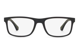 Shop Emporio Armani Wide Rectangle Eyeglasses in Matte Black online.