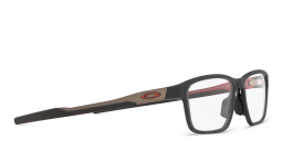 Shop Oakley Metalink Wide Rectangle Eyeglasses in Satin Grey Smoke online.