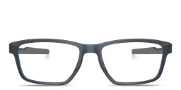 Shop Oakley Metalink Wide Rectangle Eyeglasses in Matte Blue online.
