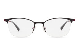 Tempo Half-Rim Round Eyeglasses in Black – Product Photo 1