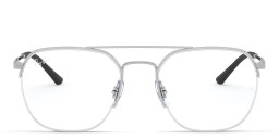 Shop Ray-Ban Half Rim Square Eyeglasses in Silver online.