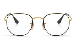 Ray-Ban Unisex Hexagonal Irregular Eyeglasses in Black On Gold – Product Photo 2