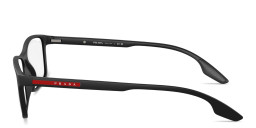 Shop Prada Linea Rossa Logo Signature Rectangle Eyeglasses in Matte Black online.