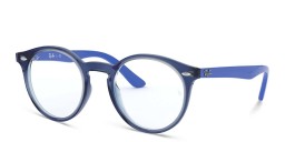 Ray-Ban Junior Kids Round Eyeglasses in Transparent Blue – Product Photo 2