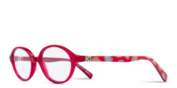 Tempo Unisex Round Eyeglasses in Red – Product Photo 2