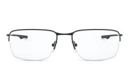 Shop Oakley Wingback Half-Rim Square Eyeglasses in Satin Black online.