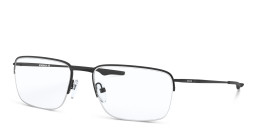 Shop Oakley Wingback Half-Rim Square Eyeglasses in Satin Black online.