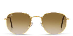 Shop Ray-Ban Hexagonal Unisex Sunglasses in Shiny Gold online.