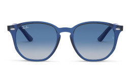 Ray-Ban Junior Kids Irregular Polished Sunglasses in Transparent Blue/Grey Gradient Dark Blue – Product Photo 3