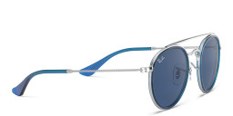 Shop Ray-Ban Junior Kids Round Sunglasses in Blue On Silver online.
