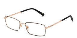 Shop EYE'M Wide Rectangle Eyeglasses in Gold Black online.