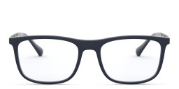 Shop Emporio Armani Wide Rectangle Eyeglasses in Blue online.