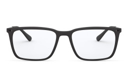 Emporio Armani Wide Rectangle Eyeglasses in Matte Black – Product Photo 1