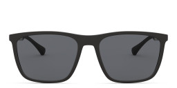 Emporio Armani Rectangle Sunglasses in Rubber Black/Grey – Product Photo 1