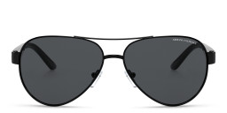Shop Armani Exchange Logo Signature Pilot Sunglasses in Black online.