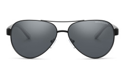 Shop Armani Exchange Logo Signature Pilot Sunglasses in Black online.