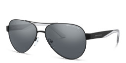 Shop Armani Exchange Logo Signature Pilot Sunglasses in Black online.