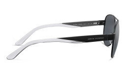 Shop Armani Exchange Logo Signature Pilot Sunglasses in Black online.