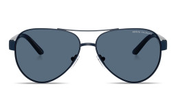 Armani Exchange Logo Signature Pilot Sunglasses in Matte Blue – Product Photo 1
