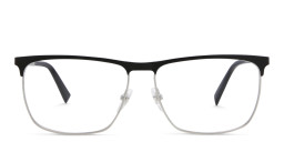 EYE'M Wide Rectangle Eyeglasses in Black & Silver – Product Photo 1