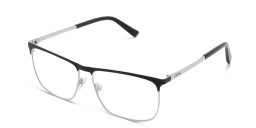 EYE'M Wide Rectangle Eyeglasses in Black & Silver – Product Photo 3