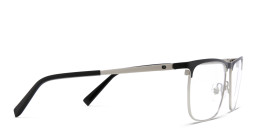 EYE'M Wide Rectangle Eyeglasses in Black & Silver – Product Photo 4