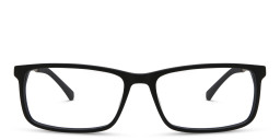 EYE'M Wide Rectangle Eyeglasses in Black & Silver – Product Photo 1
