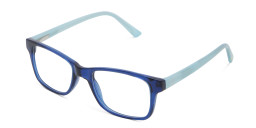 EYE'M Kids Rectangle Eyeglasses in Transparent Blue – Product Photo 2