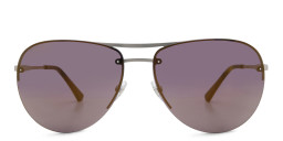 EYE'M Half Rim Wide Aviator Sunglasses in Silver/Grey – Product Photo 2