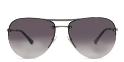 EYE'M Half Rim Wide Aviator Sunglasses in Gunmetal/Brown Shaded – Product Photo 3