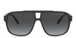 Shop Armani Exchange A|X Logo Rectangle Sunglasses in Black online.