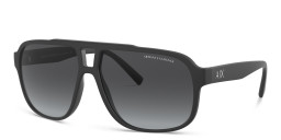 Shop Armani Exchange A|X Logo Rectangle Sunglasses in Black online.