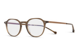 Shop Belvie Unisex Round Eyeglasses in Brown online.
