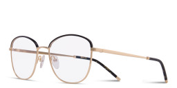 Shop Belvie Square Eyeglasses in Gold online.