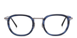 Shop EYE'M Square Eyeglasses in Silver/Blue online.