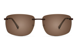 Shop EYE'M Rimless Rectangle Sunglasses in Brown online.