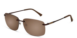 Shop EYE'M Rimless Rectangle Sunglasses in Brown online.