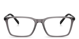 Shop Armani Exchange A|X Logo Rectangle Eyeglasses in Transparent Grey online.
