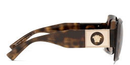 Shop VERSACE Medusa-embellished Rectangle Sunglasses in Havana online.