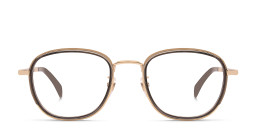 Shop DAVID BECKHAM Square Eyeglasses in Gold Grey online.
